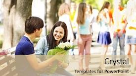  Presentation with group - Theme having teen love - couple of teenager on date background and a lemonade colored foreground