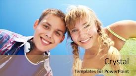  Presentation with blue-sky - Presentation theme consisting of teen love - couple of two happy roller background and a  colored foreground
