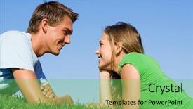  Presentation with teenagers - Cool new slides with teen love - happy teenagers looking at each backdrop and a seafoam green colored foreground