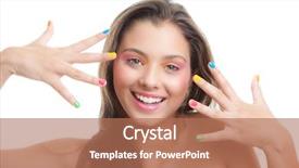  Presentation with eye shadow - Presentation theme having teen make- up young girl with coloured eye shadow and nails background and a coral colored foreground