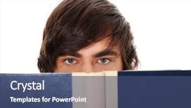  Presentation with teen - PPT theme enhanced with teen man reading book isolated background and a  colored foreground