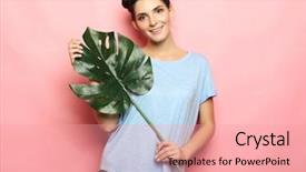  Presentation with chemistry leaves green leaf - Cool new presentation design with teen model with green leaves backdrop and a  colored foreground