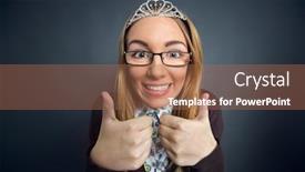  Presentation with prom - Slide deck featuring teen nerd prom queen showing thumbs up background and a coral colored foreground