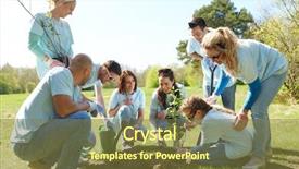  Presentation with tree planting - Slide deck with teen plant - volunteering charity people and ecology background and a tawny brown colored foreground