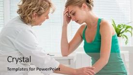  Presentation with diagnosis - PPT layouts with teen problems - doctor explaining diagnosis to her background and a coral colored foreground