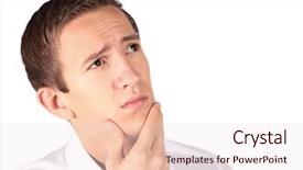  Presentation with decision - Cool new presentation with teen rules - handsome young man deliberates backdrop and a  colored foreground