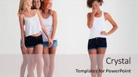  Presentation with upset - Presentation design with teen sad - upset afro american women standing background and a  colored foreground