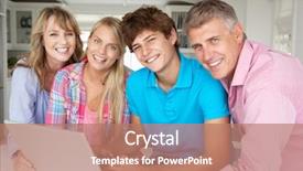  Presentation with family - Theme having teen social - family using laptop background and a coral colored foreground