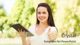  Presentation with business technology concepts digital lifestyle - Amazing presentation theme having teen social - lifestyle summer vacation gesture technology backdrop and a  colored foreground