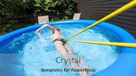  Presentation with swimming pool - Audience pleasing slide deck consisting of teen-swimming-on-a-tether backdrop and a light blue colored foreground