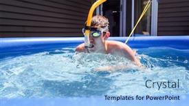  Presentation with swimming pool - Presentation design consisting of teen-swimming-on-a-tether background and a light blue colored foreground