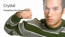  Presentation with angry teen - PPT theme featuring teen violence - angry man background and a  colored foreground