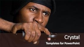  Presentation with gun - Slide set having teen violence - man with gun background and a tawny brown colored foreground