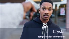  Presentation with black man - Slides featuring teen violence - young black man being threatened background and a navy blue colored foreground