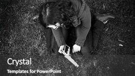  Presentation with sad girl dark - Presentation theme enhanced with teen violence - young sad girl background and a dark gray colored foreground