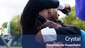  Presentation with gun violence - Beautiful presentation theme featuring teen violence - young woman being threatened backdrop and a ocean colored foreground