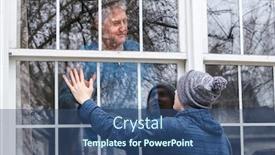  Presentation with senior citizen - Presentation theme consisting of teen-visiting-senior-citizen-quarantined background and a ocean colored foreground