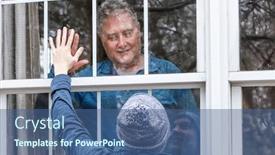  Presentation with senior citizen - Slide set having teen-visiting-senior-citizen-quarantined background and a ocean colored foreground