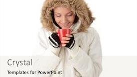  Presentation with milk tea - Audience pleasing PPT theme consisting of teen winter girl with heart shaped red cup of hot drink tea coffee or milk backdrop and a lemonade colored foreground