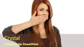  Presentation with teen - Colorful theme enhanced with teen woman covering her mouth with hand backdrop and a tawny brown colored foreground