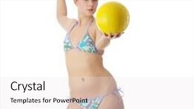  Presentation with volleyball - PPT theme enhanced with teen woman in bikini playing volleyball isolated on white background background and a white colored foreground
