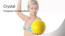  Presentation with volleyball - Amazing slides having teen woman in bikini playing volleyball isolated on white background backdrop and a white colored foreground