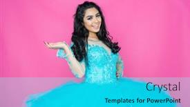 Presentation with fancy dress - Presentation theme enhanced with teen-woman-posing background and a cyan colored foreground
