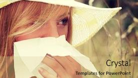  Presentation with asthma - Amazing presentation theme having teen woman with allergy isolated backdrop and a yellow colored foreground