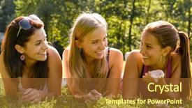  Presentation with black women and teen girls - Amazing presentation theme having teen women talking and relaxing backdrop and a  colored foreground