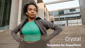  Presentation with african music - Presentation theme enhanced with teenage-african-girl-in-sportswear background and a gray colored foreground