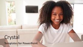  Presentation with black girl - Cool new theme with teenage black girl using laptop backdrop and a lemonade colored foreground