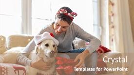  Presentation with dog christmas - Beautiful slides featuring teenage-boy-and-his-dog backdrop and a coral colored foreground