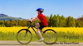  Presentation with cycling - Audience pleasing slide deck consisting of teenage-boy-cycling-on-country backdrop and a gold colored foreground