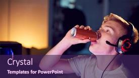  Presentation with teenage - Beautiful slides featuring teenage-boy-drinking-caffeine-energy backdrop and a violet colored foreground
