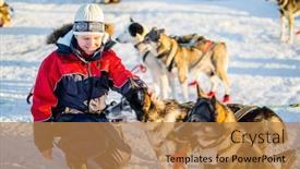  Presentation with dog sled - Slide set consisting of teenage-boy-having-a-cuddle background and a coral colored foreground