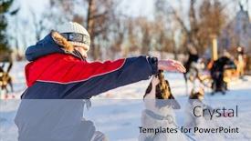  Presentation with dog sled - PPT theme enhanced with teenage-boy-having-a-cuddle background and a light blue colored foreground