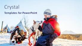  Presentation with dog sled - Presentation theme enhanced with teenage-boy-having-a-cuddle background and a sky blue colored foreground
