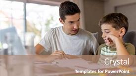  Presentation with helping - Presentation having teenage-boy-helping-his-younger background and a coral colored foreground