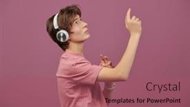  Presentation with adolescence - PPT layouts having teenage-boy-in-headphones-looks background and a violet colored foreground