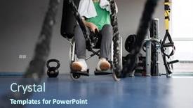  Presentation with teenage - PPT theme having teenage-boy-in-wheelchair-doing background and a ocean colored foreground