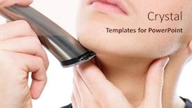  Presentation with razor - Beautiful PPT theme featuring teenage-boy-is-shaving backdrop and a lemonade colored foreground