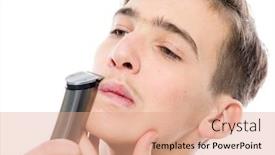 Presentation with razor - Colorful presentation enhanced with teenage-boy-is-shaving backdrop and a coral colored foreground