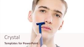  Presentation with shaving - Presentation design having teenage-boy-is-shaving background and a sky blue colored foreground