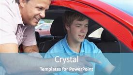  Presentation with learning - PPT theme featuring teenage boy learning how background and a light blue colored foreground