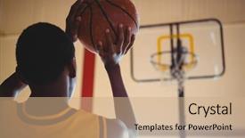  Presentation with basketball court - PPT theme enhanced with teenage boy playing basketball background and a  colored foreground