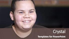  Presentation with smiling kids at summer camp - Cool new slide deck with teenage boy portrait smiling backdrop and a violet colored foreground