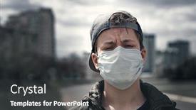  Presentation with virus - Colorful presentation theme enhanced with teenage-boy-poses backdrop and a dark gray colored foreground