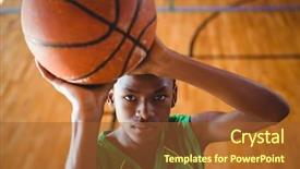  Presentation with basketball court - Slide deck having teenage boy practicing basketball background and a red colored foreground