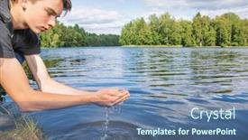  Presentation with teenage - Beautiful theme featuring teenage-boy-scoops-up-raw backdrop and a ocean colored foreground