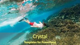  Presentation with coral - Beautiful PPT layouts featuring teenage boy swimming underwater in shallow turquoise water at coral reef backdrop and a tawny brown colored foreground